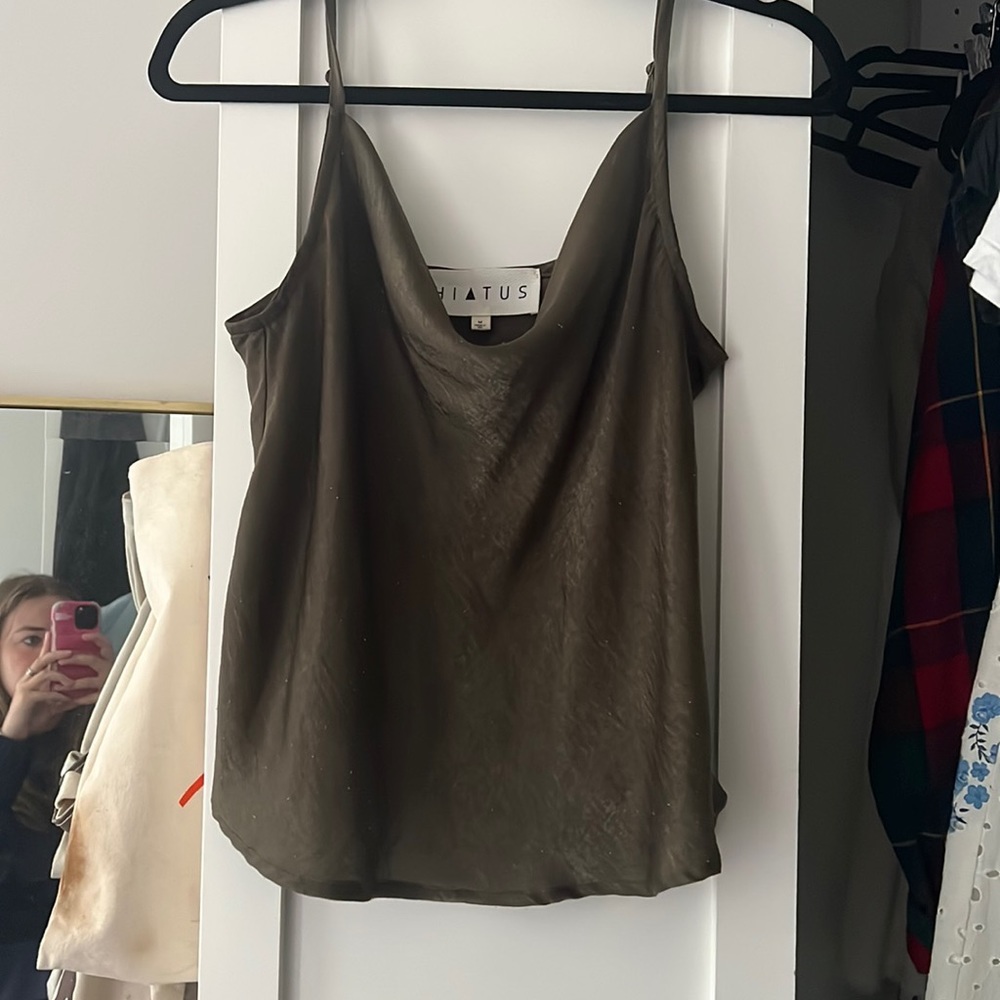 Satin cowl neck tank top